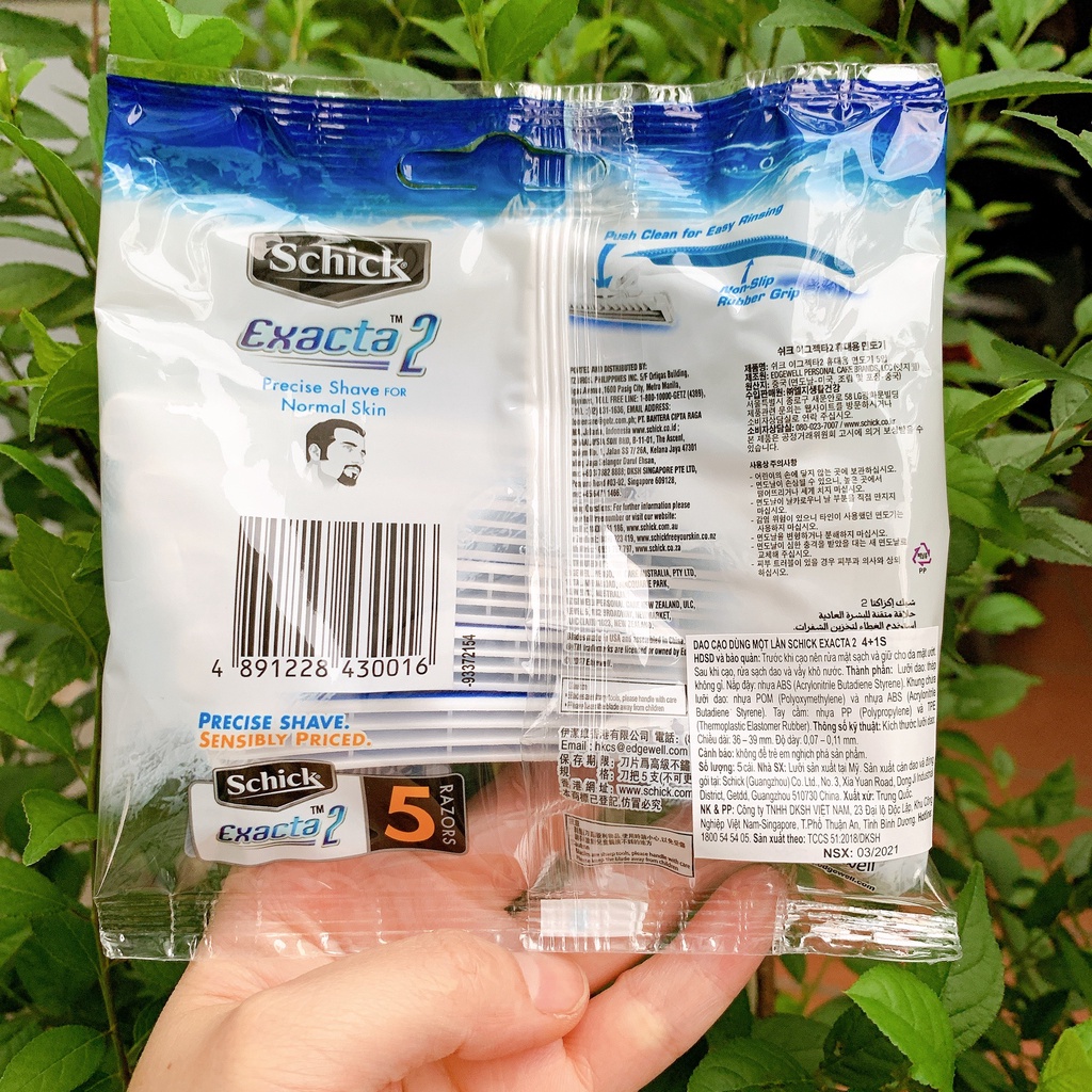 Dao cạo SCHICK EXACTA 2 dùng một lần (5 cái/vỉ) hàng chuẩn