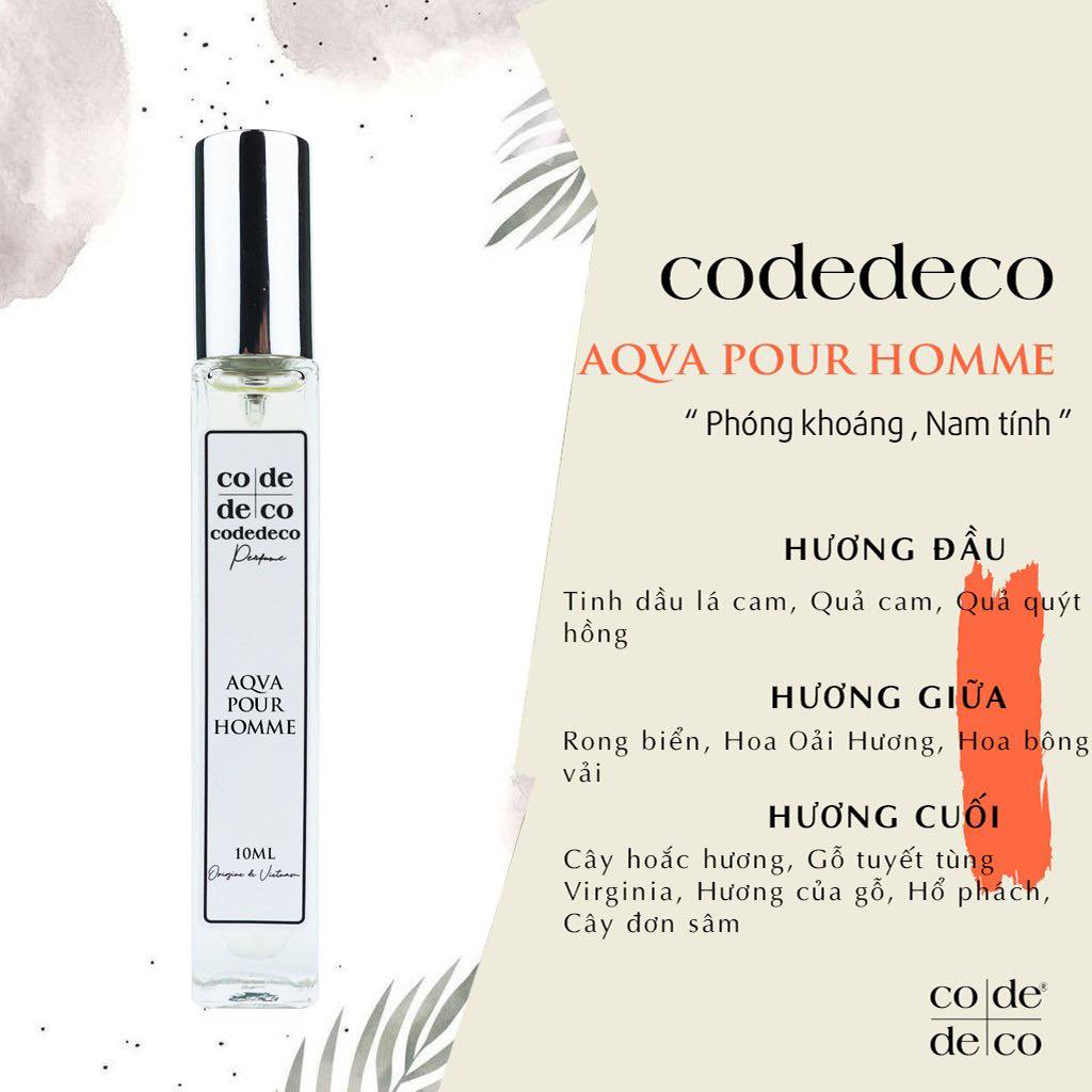 Nước Hoa Nam, Tinh dầu nước hoa Code Deco DẠNG XỊT 10ml