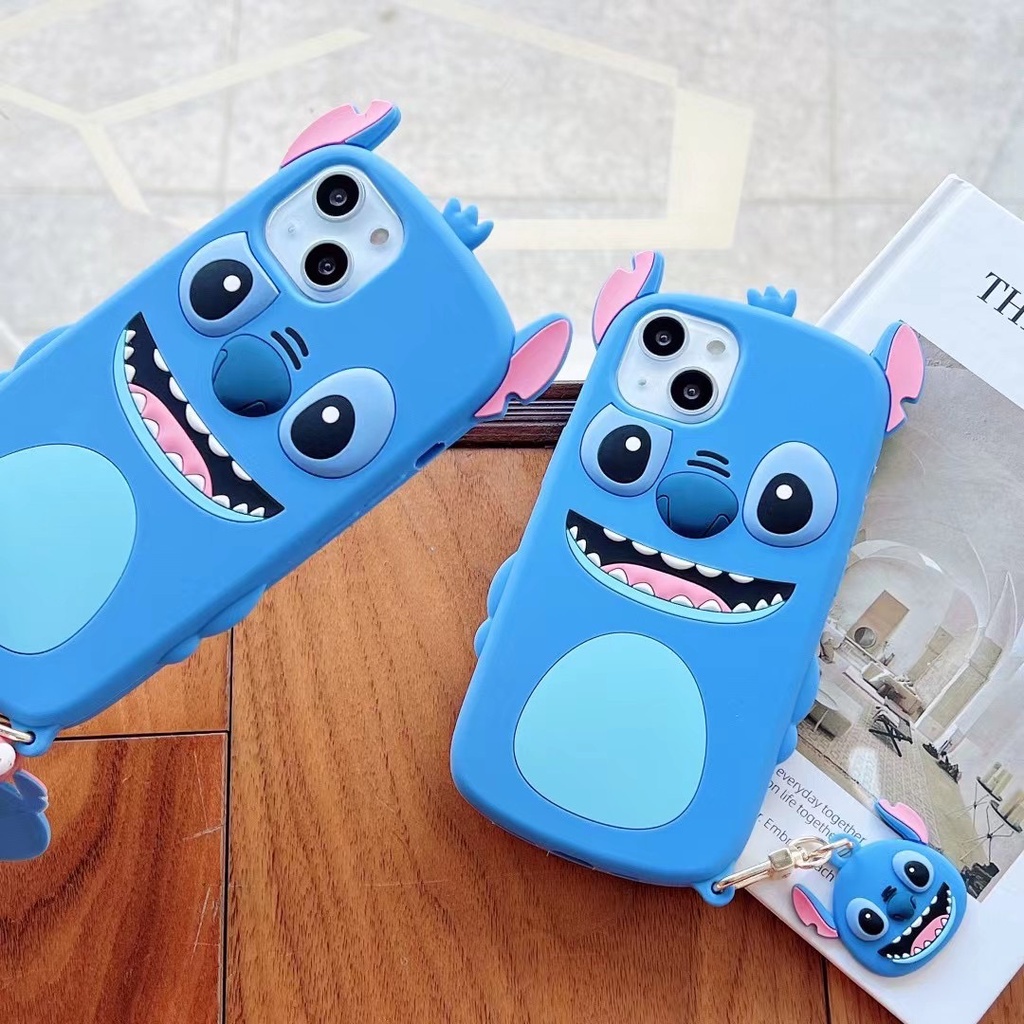 Ốp Điện Thoại Silicon Mềm Hình stitch 3D Có Móc Khóa Cho Iphone 14 pro max 14 plus 13 12 11 pro max xs max xr x 6 6s 7 8 plus