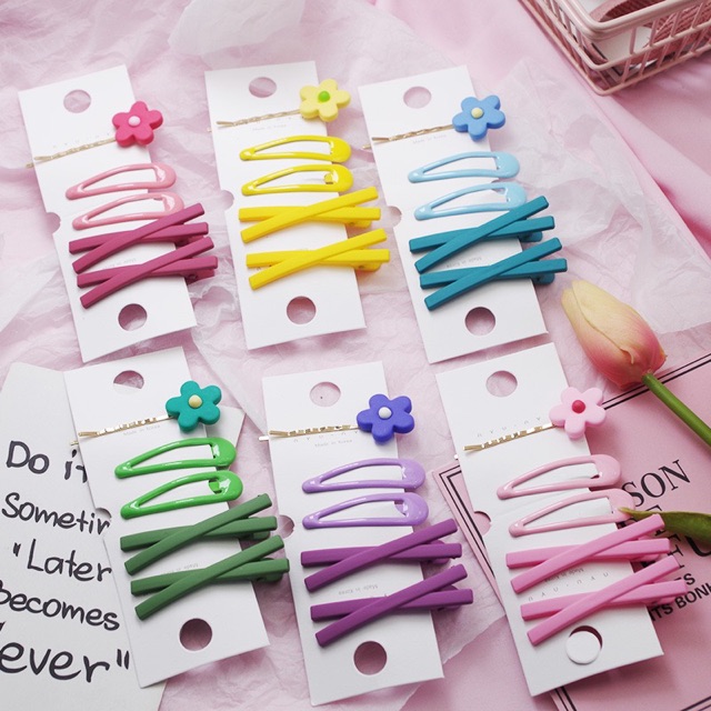 [KT03] Set 5 kẹp tóc tông trơn Pastel