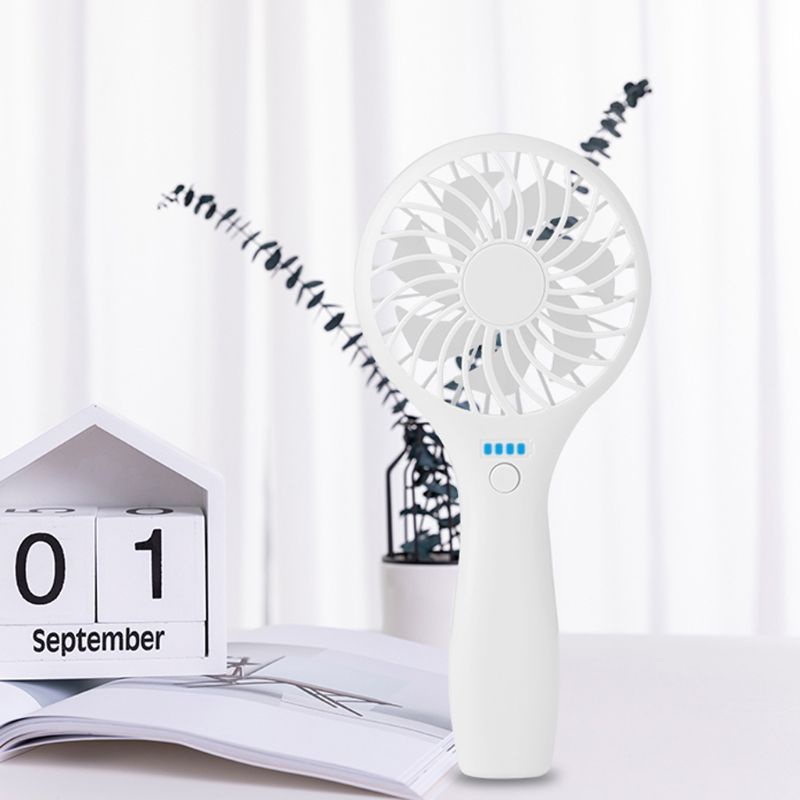 Quạt mini cầm tay 3 tốc độ có đèn LED và cổng sạc USB cho xe hơi/nhà ở
