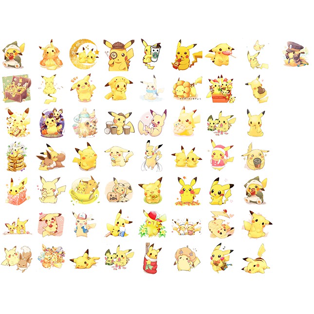 Set sticker chuột vàng S50I13 Set Sticker PVC chủ đề  trang trí xe mũ bảo hiểm laptop điện thoại Vali tủ nhựa