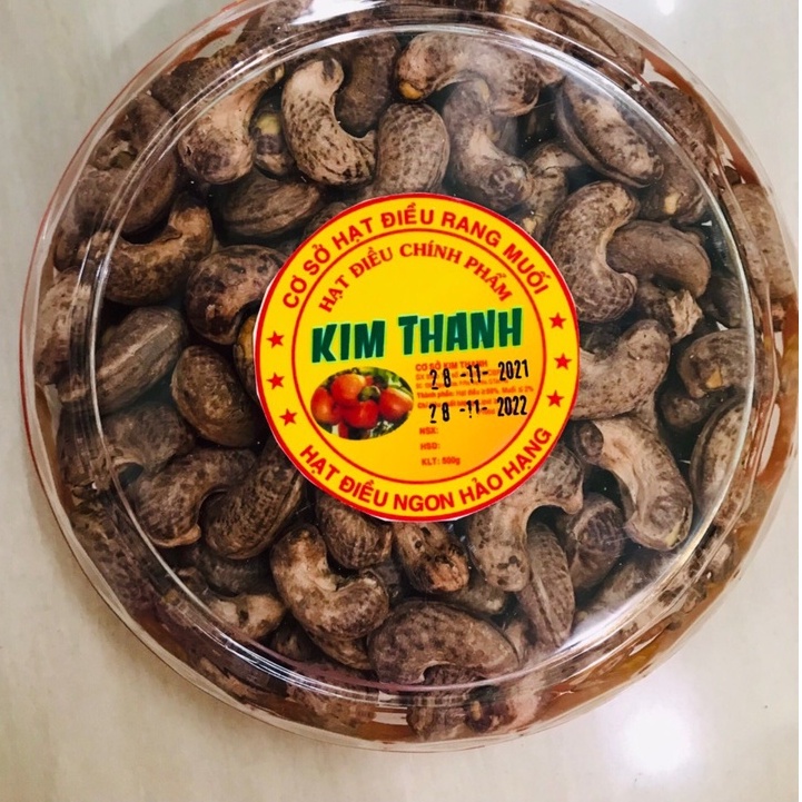 Hạt Điều Rang Muối Loại A Hộp Nhựa 500gram - Hạt Điều Nguyên Hạt Quà Biếu, Tặng Năm Mới 2022