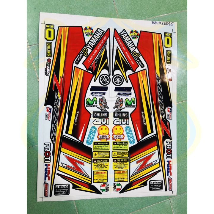 ( Quí khách vui lòng mang ra tiệm cho thợ dán ) Tem SIRIUS SPARK Z ĐỎ ĐEN