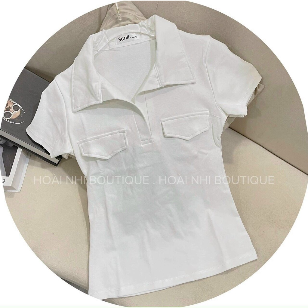 ÁO kiểu thun nữ cổ trụ túi ngực đẹp đỉnh 40-55kg chất cotton zip