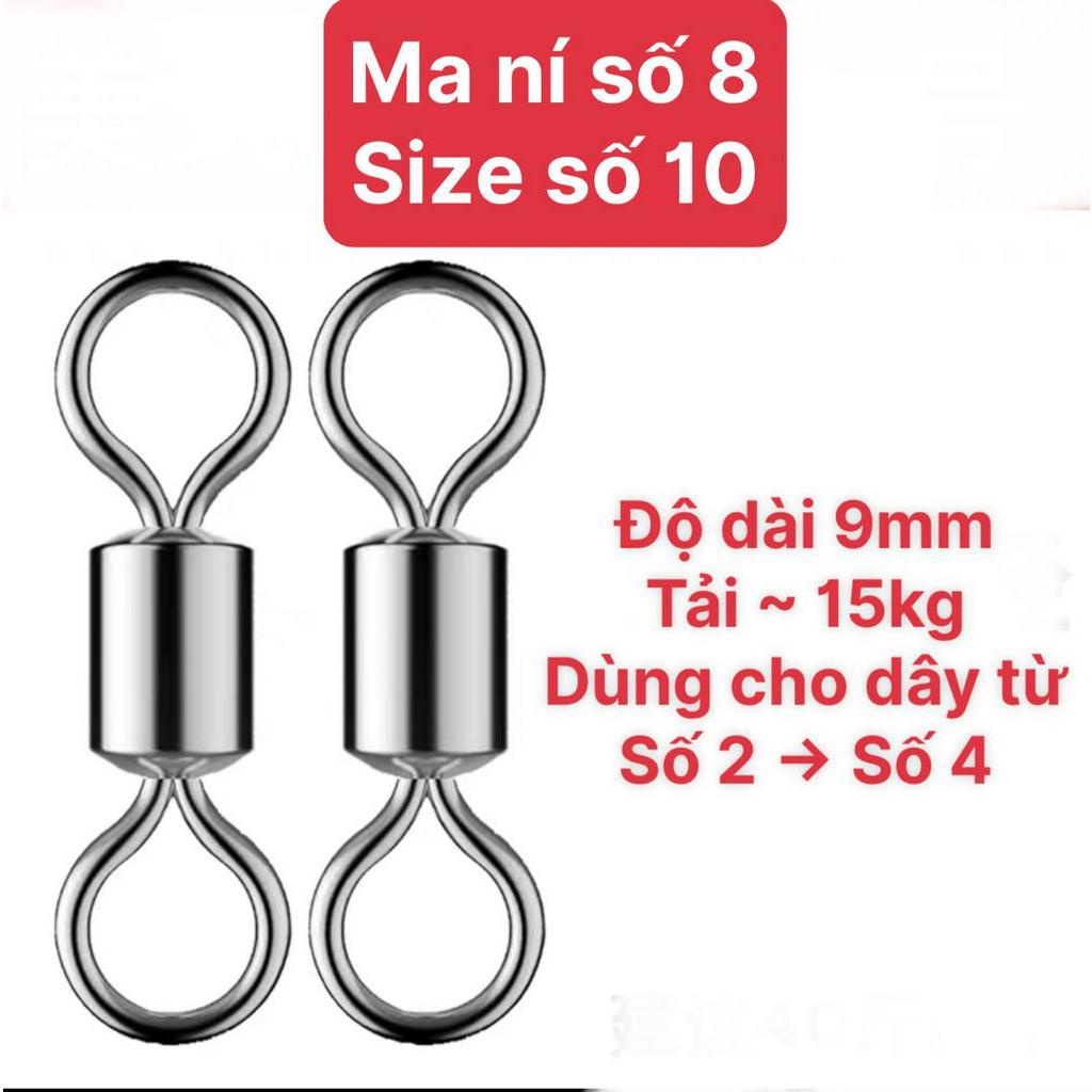 Khóa link má ní hình số 8 Buộc trục câu đài, câu đơn chống xoắn cao cấp KL10 (2 túi)