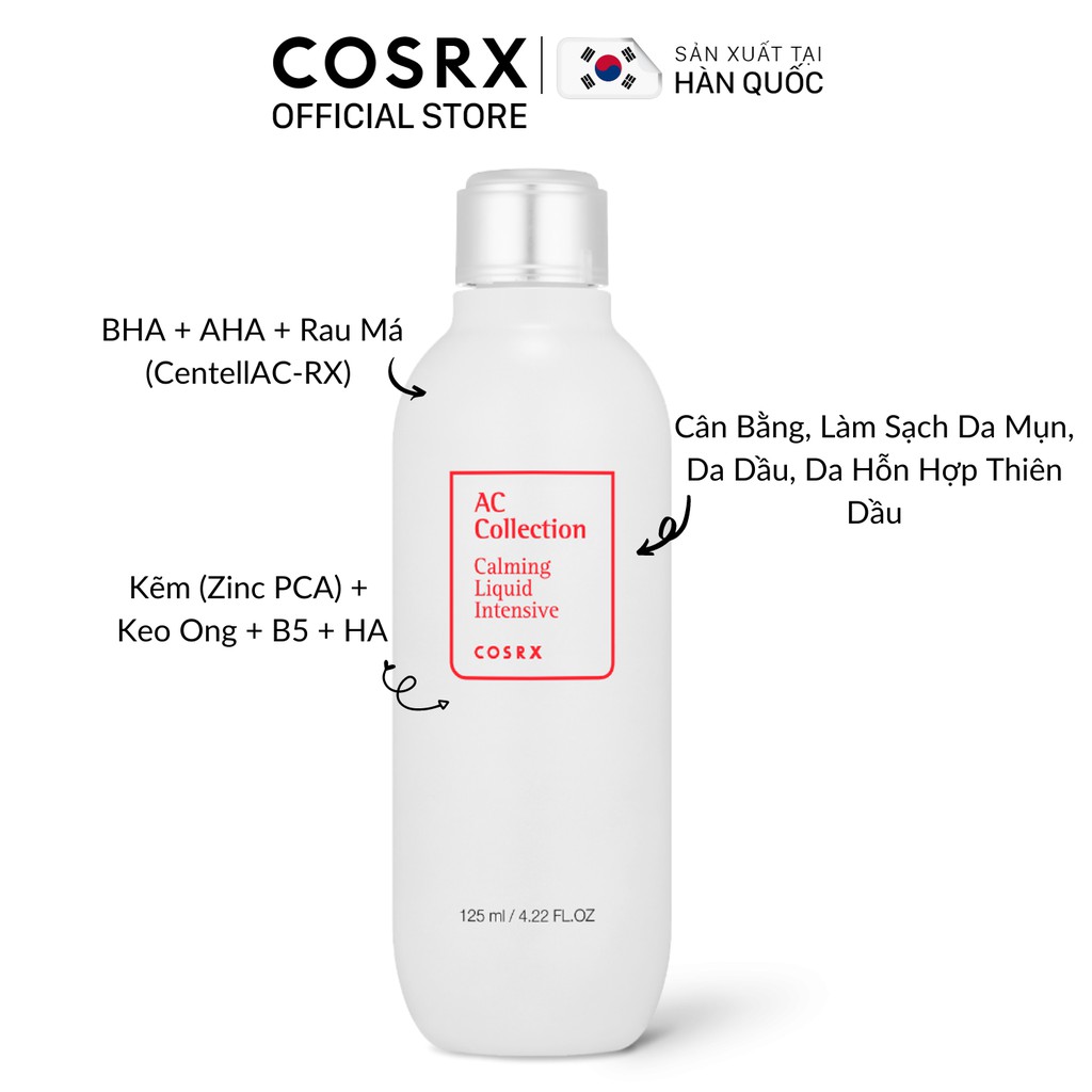 Nước Cân Bằng Da Mụn Chuyên Sâu (AHA + BHA) COSRX AC Collection Calming Liquid Intensive Toner 125ml