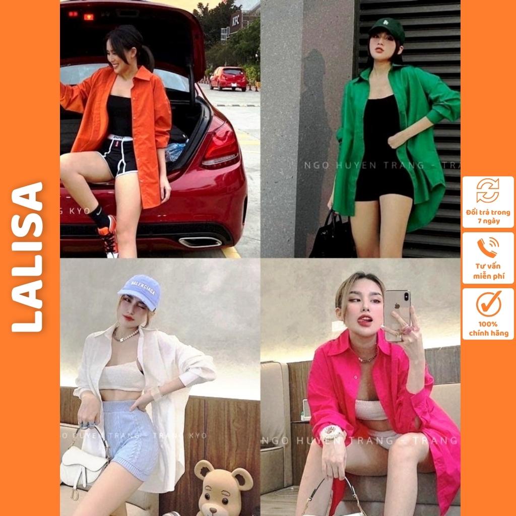 [Hỏa tốc SG] Áo Sơ Mi Nữ Form Rộng Dài Tay LALISA Áo Khoác Sơ Mi Tay Ngắn Trắng Đen Hồng Xanh Màu Trendy Hàn Quốc AO046