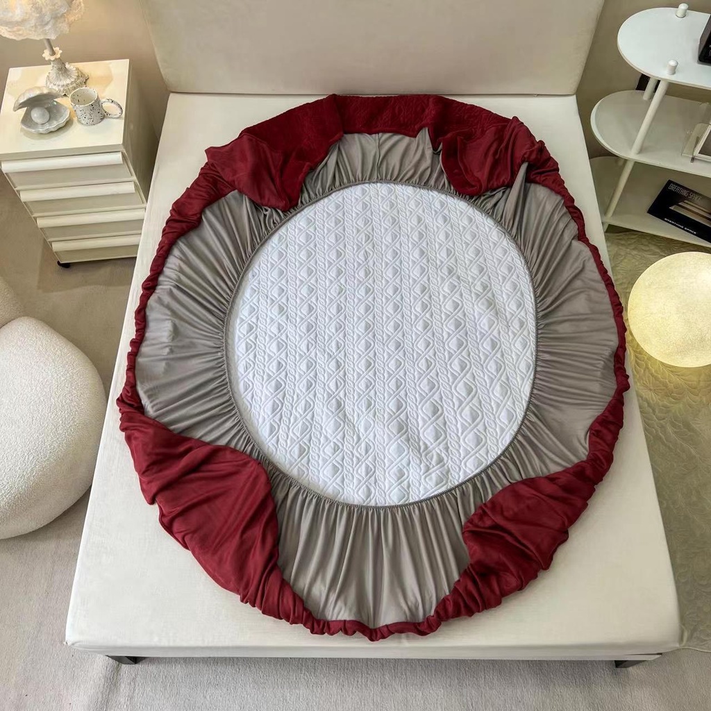 Ga gối trần phủ bánh bèo nỉ nhung cao cấp, thảm trải giường nỉ nhung phủ trần bông 3 lớp dày dặn cho mùa đông ấm áp uy t