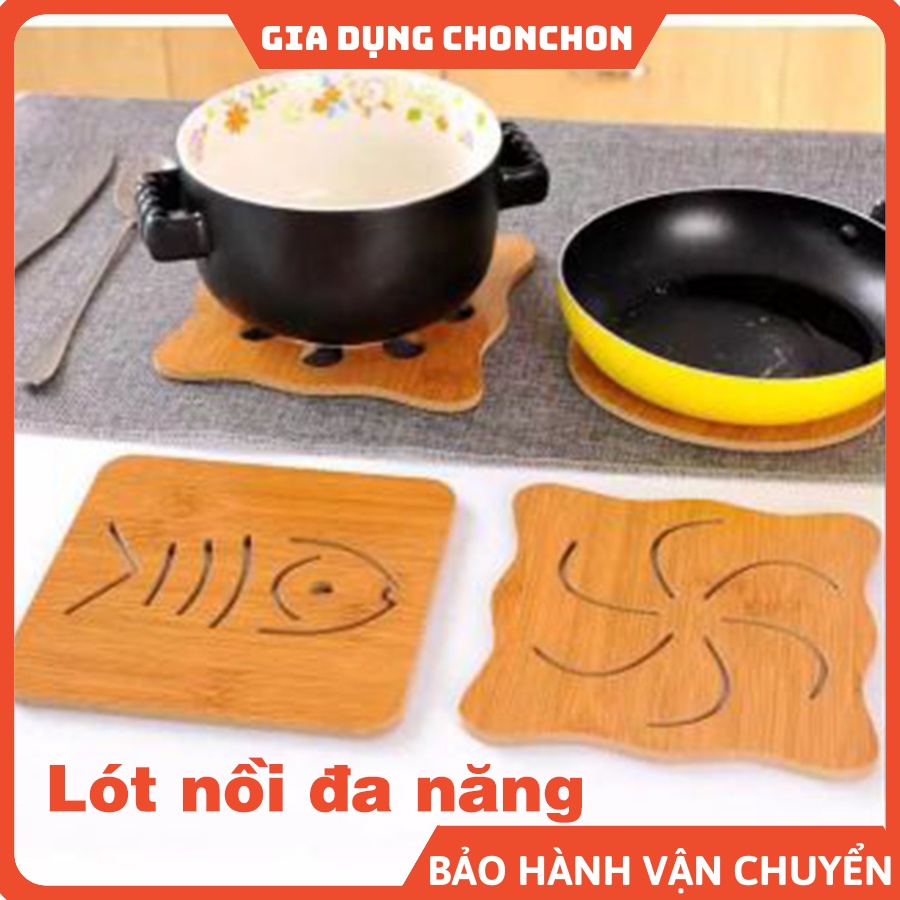 Miếng lót nồi lót cốc bằng gỗ sang trọng chịu nhiệt chống nóng 15x15 cm