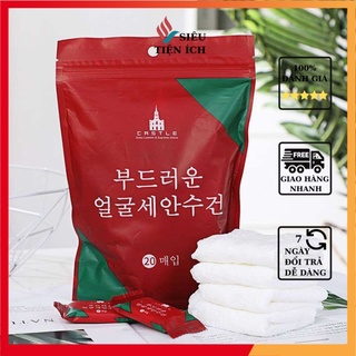 Khăn nén giấy ướt viên kẹo không mùi dùng 1 lần gói đỏ 20 chiếc