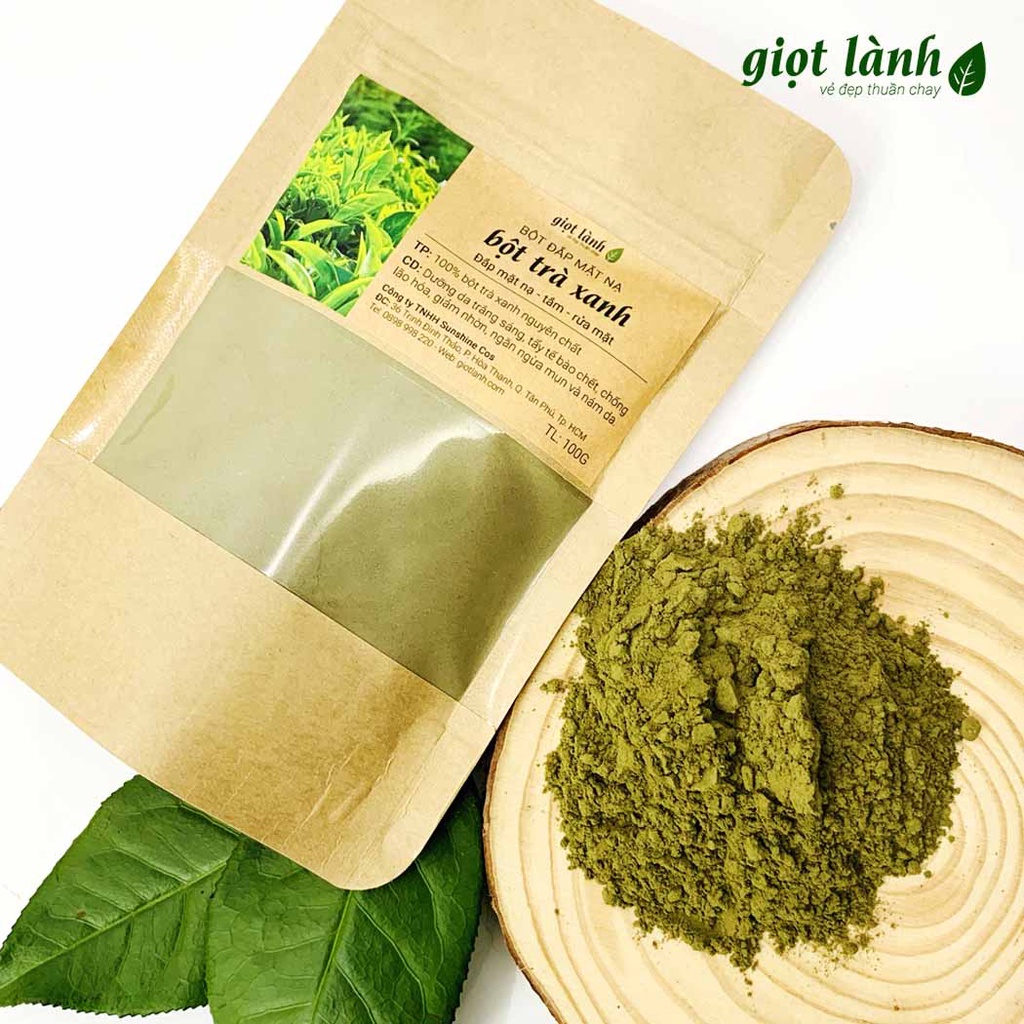 Bột Trà Xanh nguyên chất - Da trắng sáng, mịn màng Giọt Lành 100 Gram