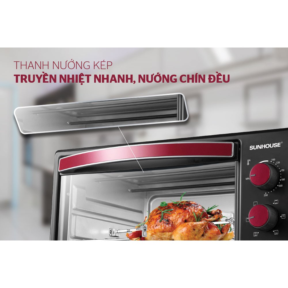 [Mã 154ELSALE2 giảm 7% đơn 300K] Lò nướng 22L SUNHOUSE SHD4222 - Hàng Chính Hãng