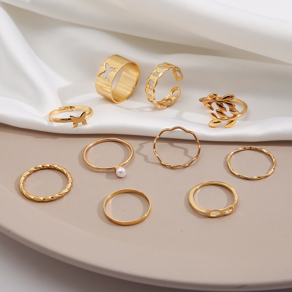 iF YOU Set 10 Nhẫn Hình Bướm Phong Cách Cổ Điển Thanh Lịch Dành Cho Nữ