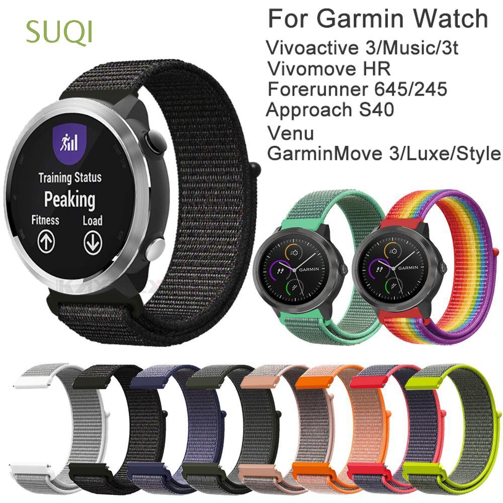 Dây Đeo Sợi Nylon 20mm Cho Đồng Hồ Thông Minh Garmin Vivoactive 3 Vivomove Venu Forerunner 645 245