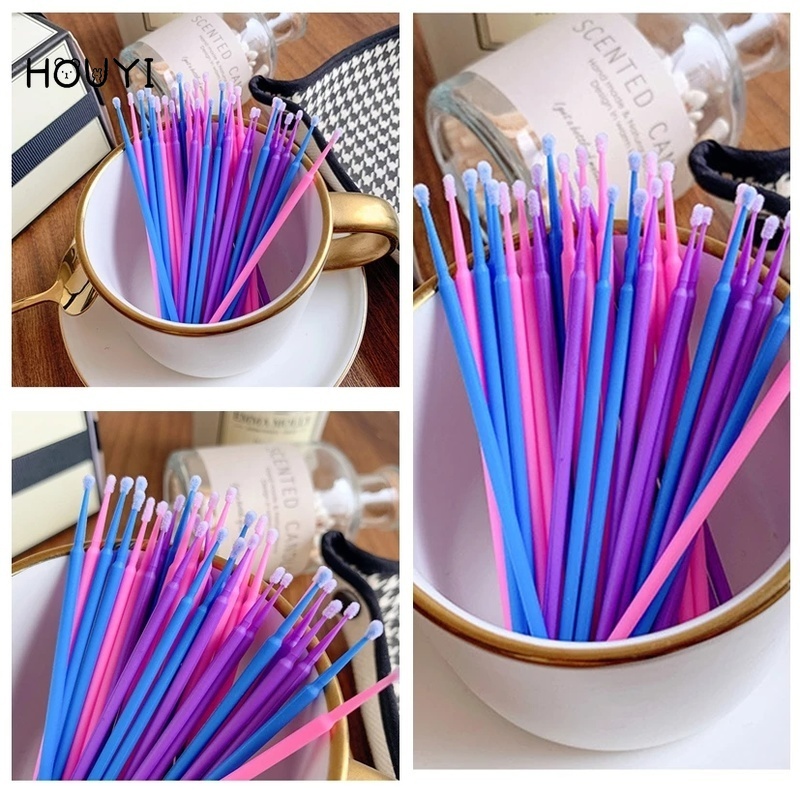 Set 100 Tăm Bông Cotton Mini Nhiều Màu Làm Sạch Lông Mi/Trang Điểm Nối Mi Dùng Một Lần