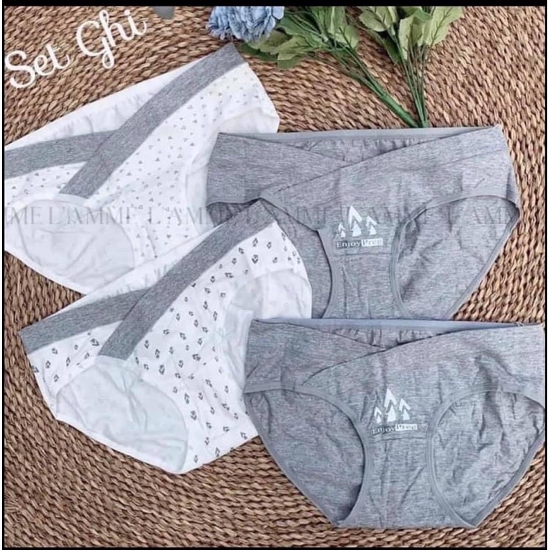 Set 4 Quần lót bầu siêu yêu cạp chéo cotton