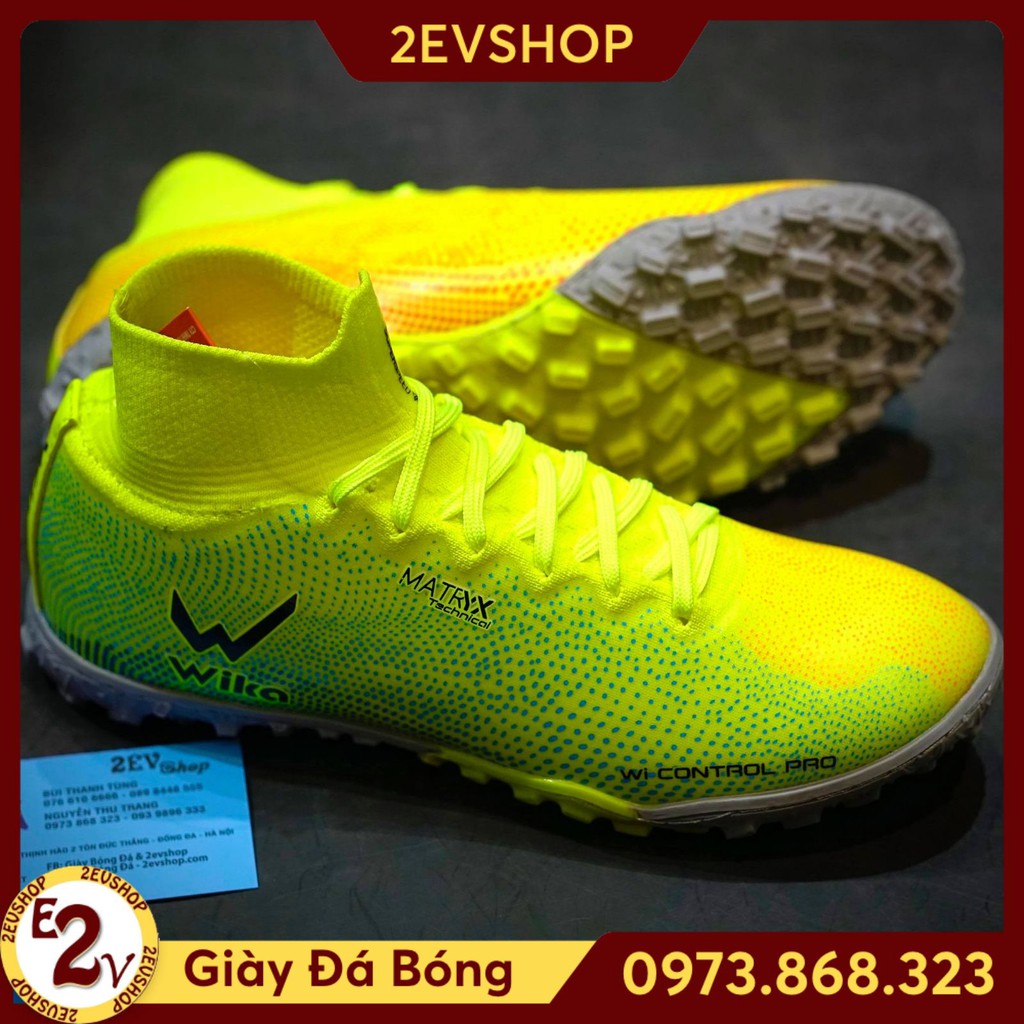 Giày Đá Bóng 𝗪𝗶𝗸𝗮 𝗦𝘂𝗽𝗲𝗿 𝗦𝗽𝗲𝗲𝗱 Văn Toàn Xanh Chuôi Cao Cổ (Tặng Tất chống trơn) Đã Khâu ☭