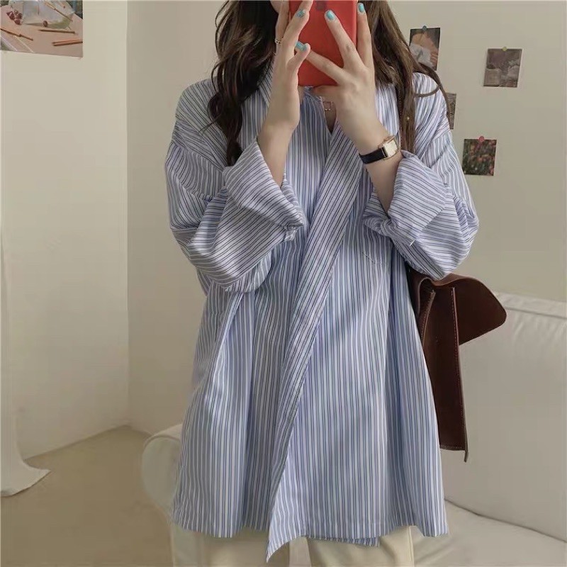 [ORDER] Áo sơ mi kẻ sọc màu light blue