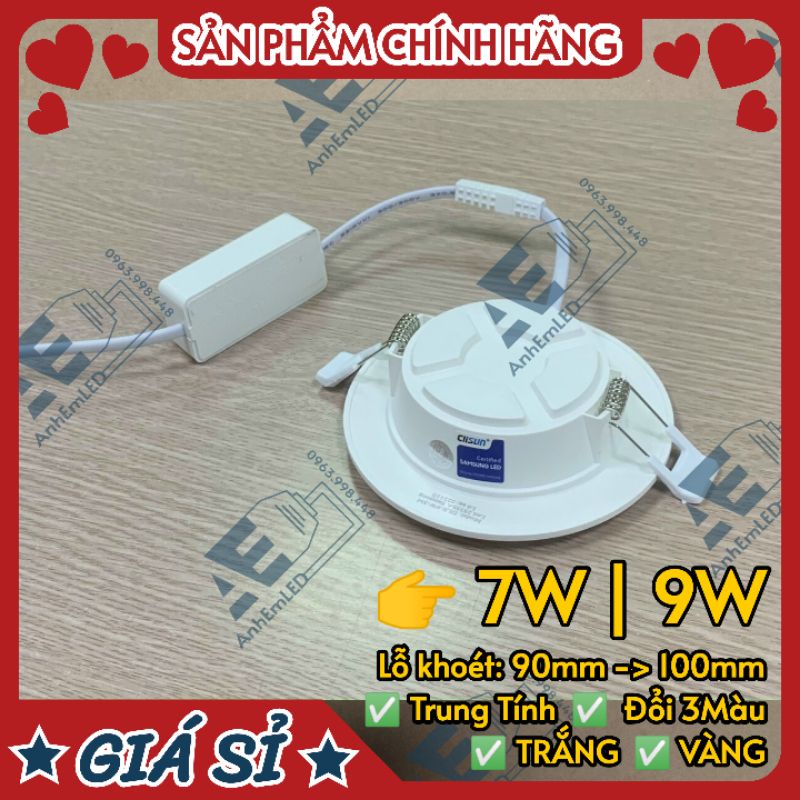 Đèn ÂM TRẦN 7w 9w phi 90  3000K 6500K 4000K Đổi Màu