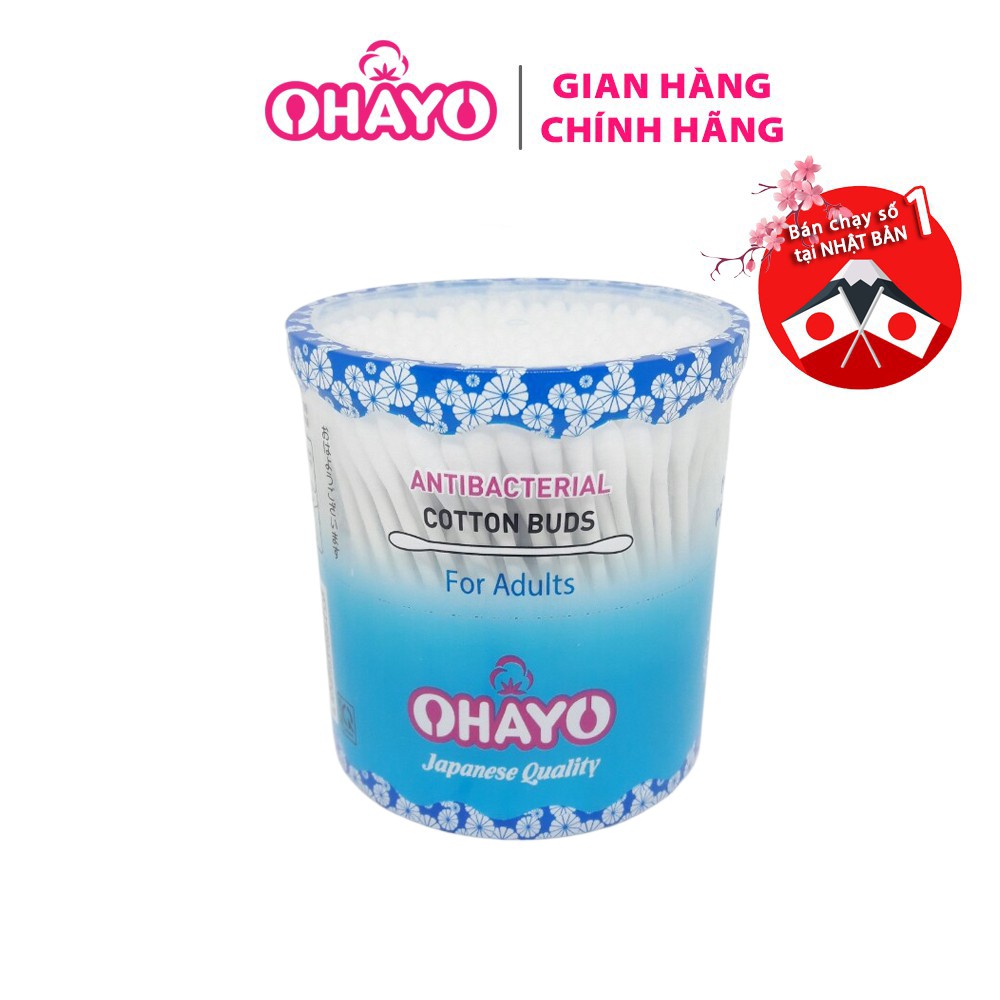 Tăm Bông Ohayo Kháng Khuẩn Family Tiêu Chuẩn 100% - An Toàn - Hộp 200 Que