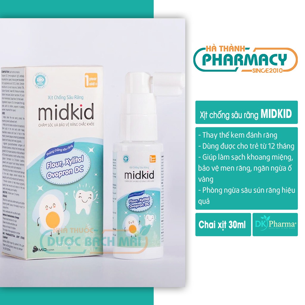 Xịt chống sâu răng midkid giải pháp phòng ngừa sâu sún mủn răng ở trẻ nhỏ thay thế kem đánh răng - Chai xịt 30ml