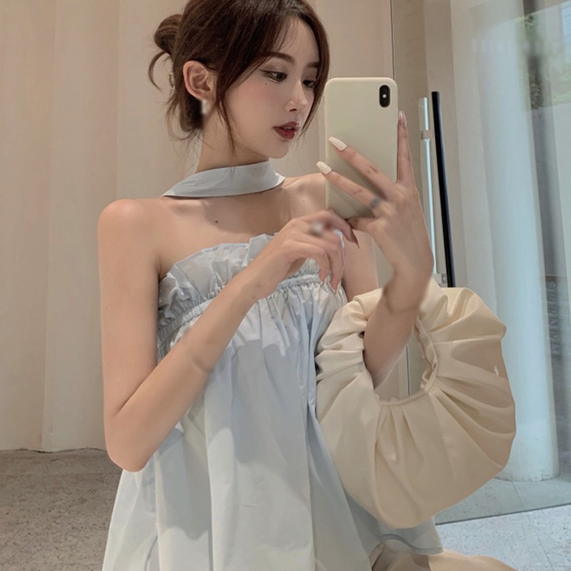 Áo không tay dáng rộng hở lưng màu sắc giản đơn năng động theo phong cách Hàn Quốc