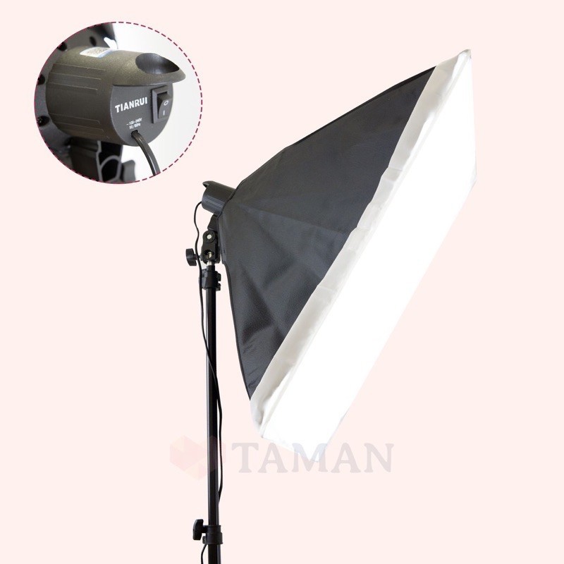 Bộ đèn studio kèm softbox 50x70 có chân đèn, hỗ trợ hắt sáng chụp ảnh sản phẩmcon quay