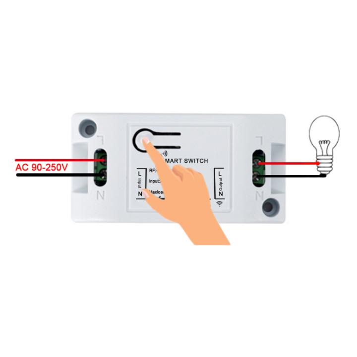 Công tắc điều khiển từ xa dán tường không dây RF 433MHz Khay pin rút, Bộ Điều khiển không dây RF 10A 220V