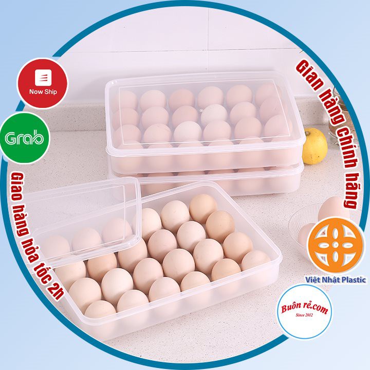 Hộp đựng trứng 24 quả có nắp đậy nhựa Việt Nhật (6786), khay bảo quản trứng không bị vỡ chắc chắn