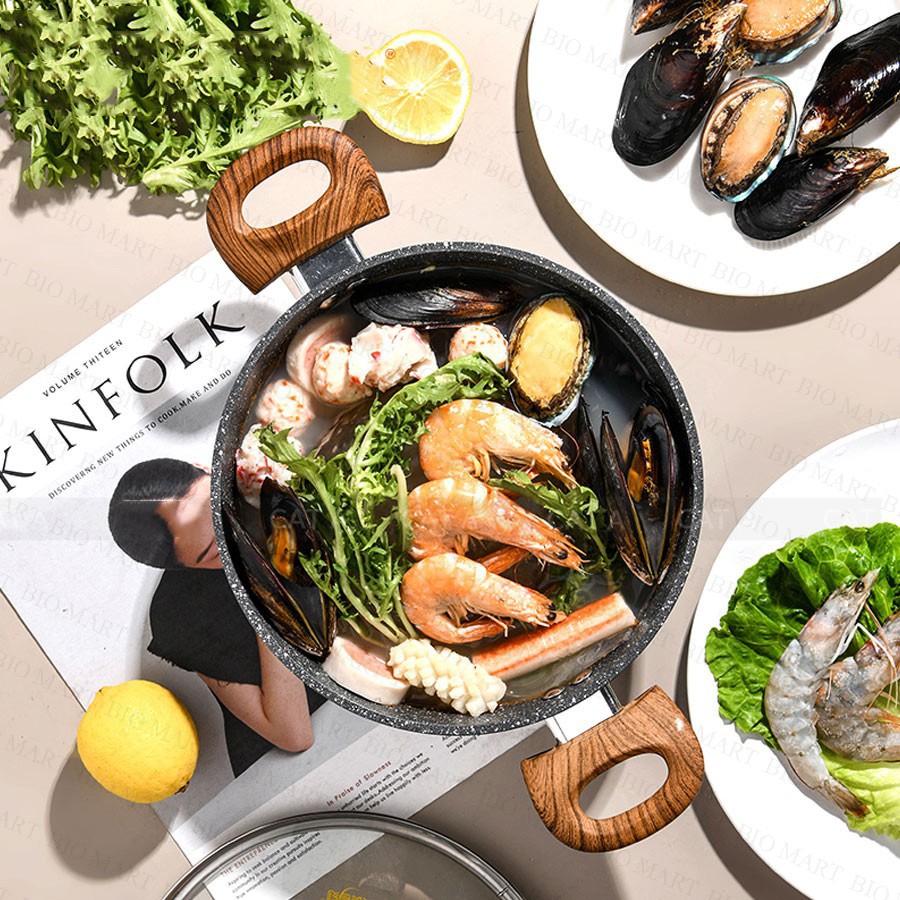 Nồi vân đá chống dính cao cấp – Nồi chống dính Size đáy từ 20-24cm - Tiện lợi, đa chức năng – BIO147