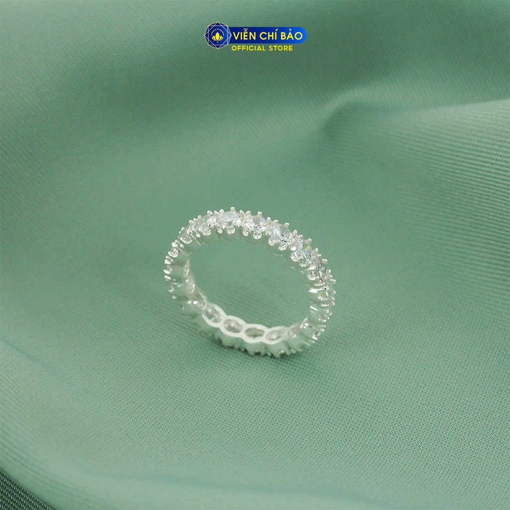 Nhẫn bạc nữ 1 hàng đá full - new chất liệu bạc 925 thời trang phụ kiện trang sức Viễn Chí Bảo N400754