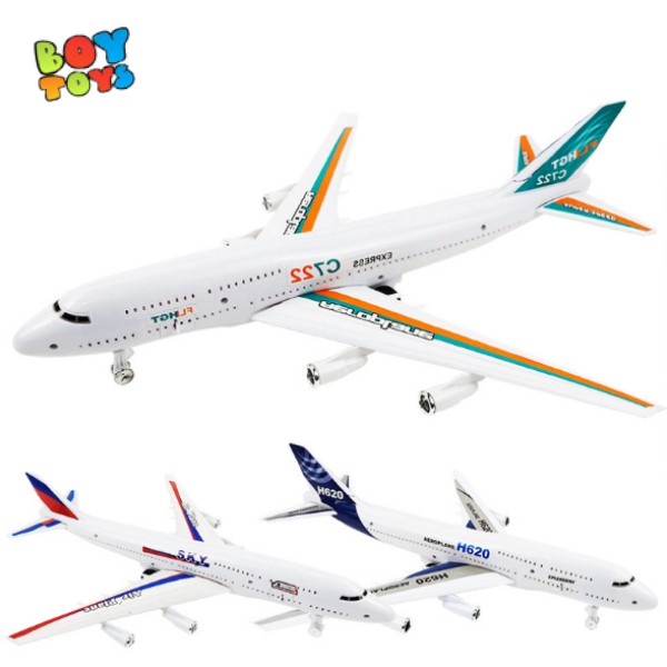 Đồ chơi máy bay chở khách chạy đà tự lắp ráp chạy đà có đèn nhạc cho bé