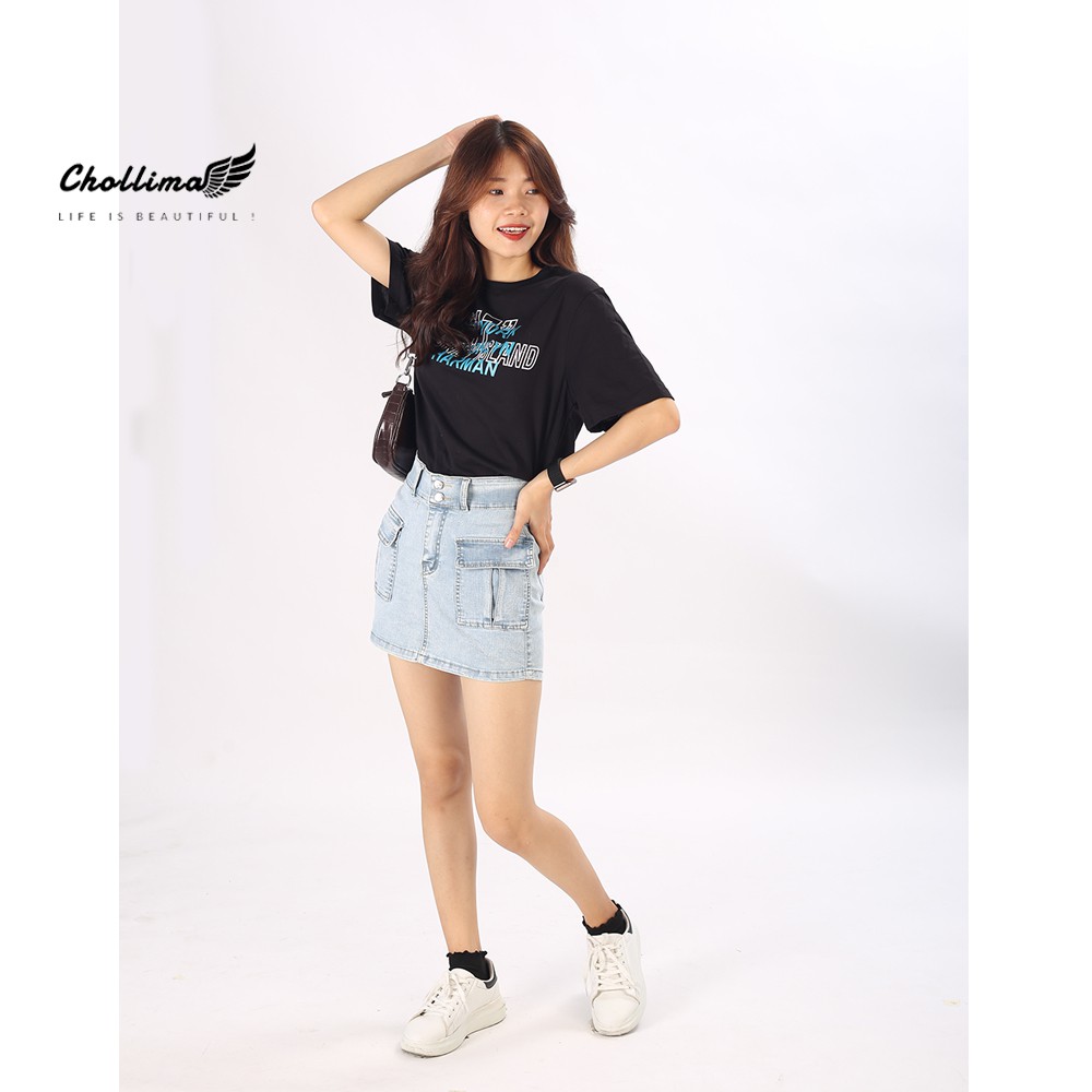 Váy jeans co giãn Chollima túi hộp có quần trong màu xanh trắng VAY003 – váy bò ulzzang | BigBuy360 - bigbuy360.vn