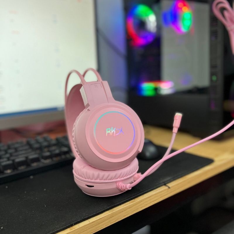 Tai Nghe Headphone Gaming Chụp Tai RKX 7.1 Led RGB Tai Nghe Máy Tính Laptop Nghe Nhạc Có Dây Hỗ Trợ Mic