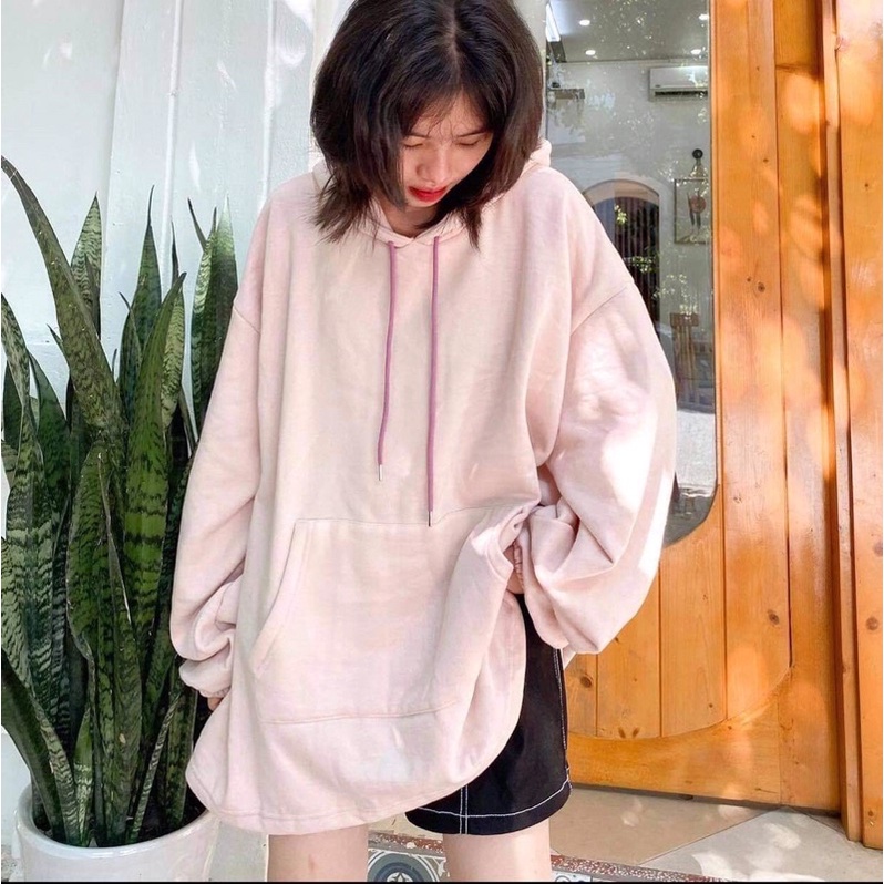 Áo hoodie chui cổ màu pastel phong cách Hàn Quốc dành cho nữ