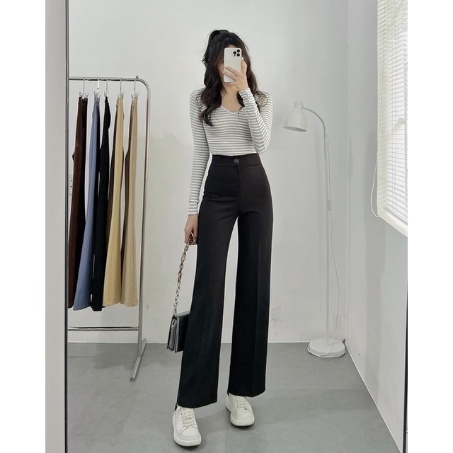 Quần Vải Suông Culottes Ống Rộng 1 Túi Cao Cấp