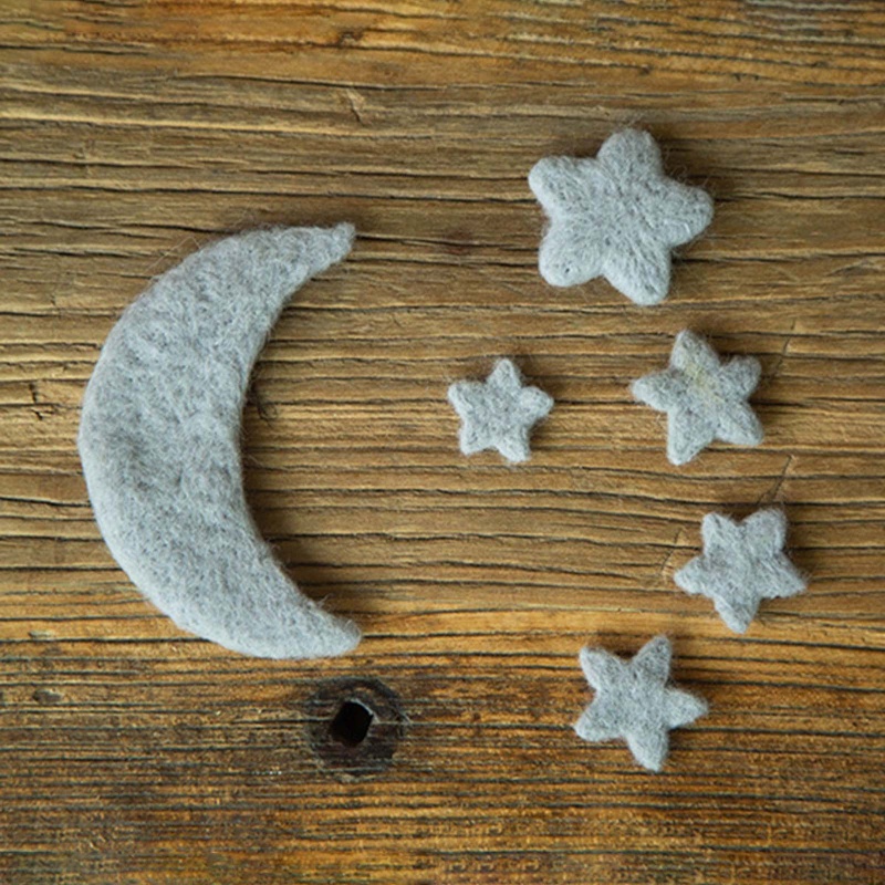 Phụ Kiện Trang Trí Chụp Ảnh Cho Bé Hình Trăng Sao Chất Liệu Len Dễ Thương