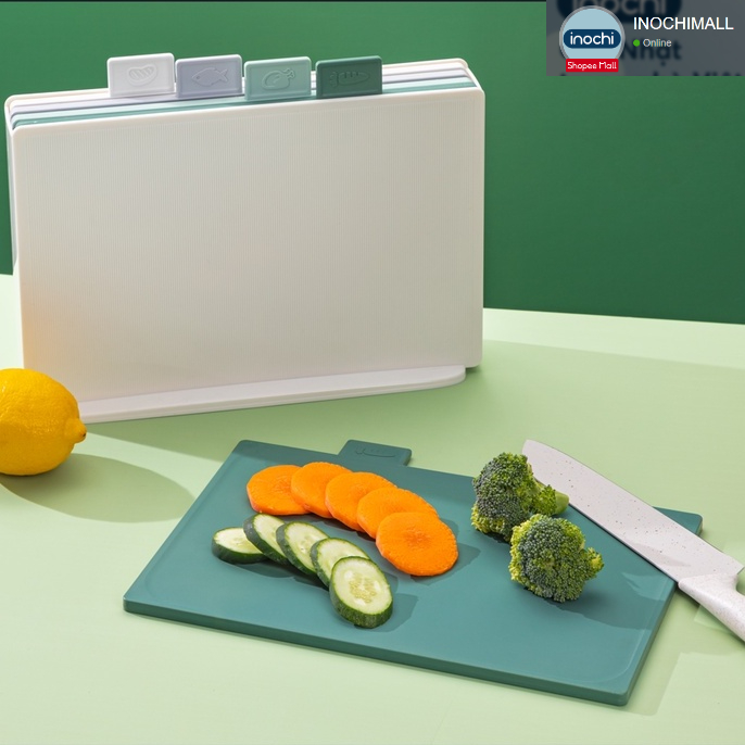 Bộ 04 thớt INOCHI để bàn, Nhựa Nguyên Sinh Nhiều Màu Chất Lượng Cao