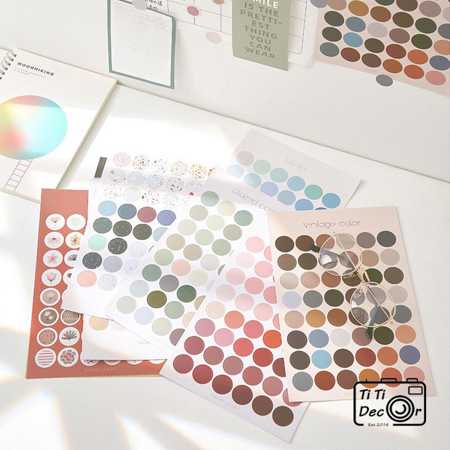 Sticker Tròn Pastel TiTi Decor Dán Sổ Ghi Chú - Book Mark Hình Tròn Phong Cách Hàn Quốc Tinh Tế Siêu Xinh Xắn