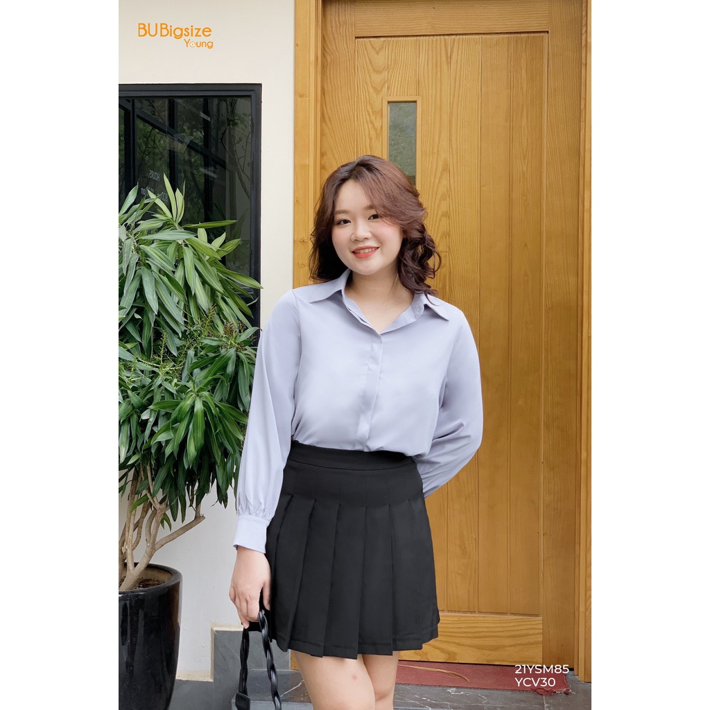 Áo sơ mi cổ đức, giấu khuy BIG SIZE (55kg đến 95kg) - 21YSM85 - [BU Bigsize Young]