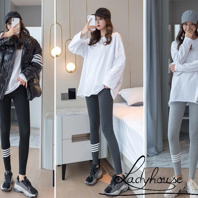 Quần legging thể thao tập yoga lưng cao ôm dáng in họa tiết kẻ sọc thoải mái cho nữ