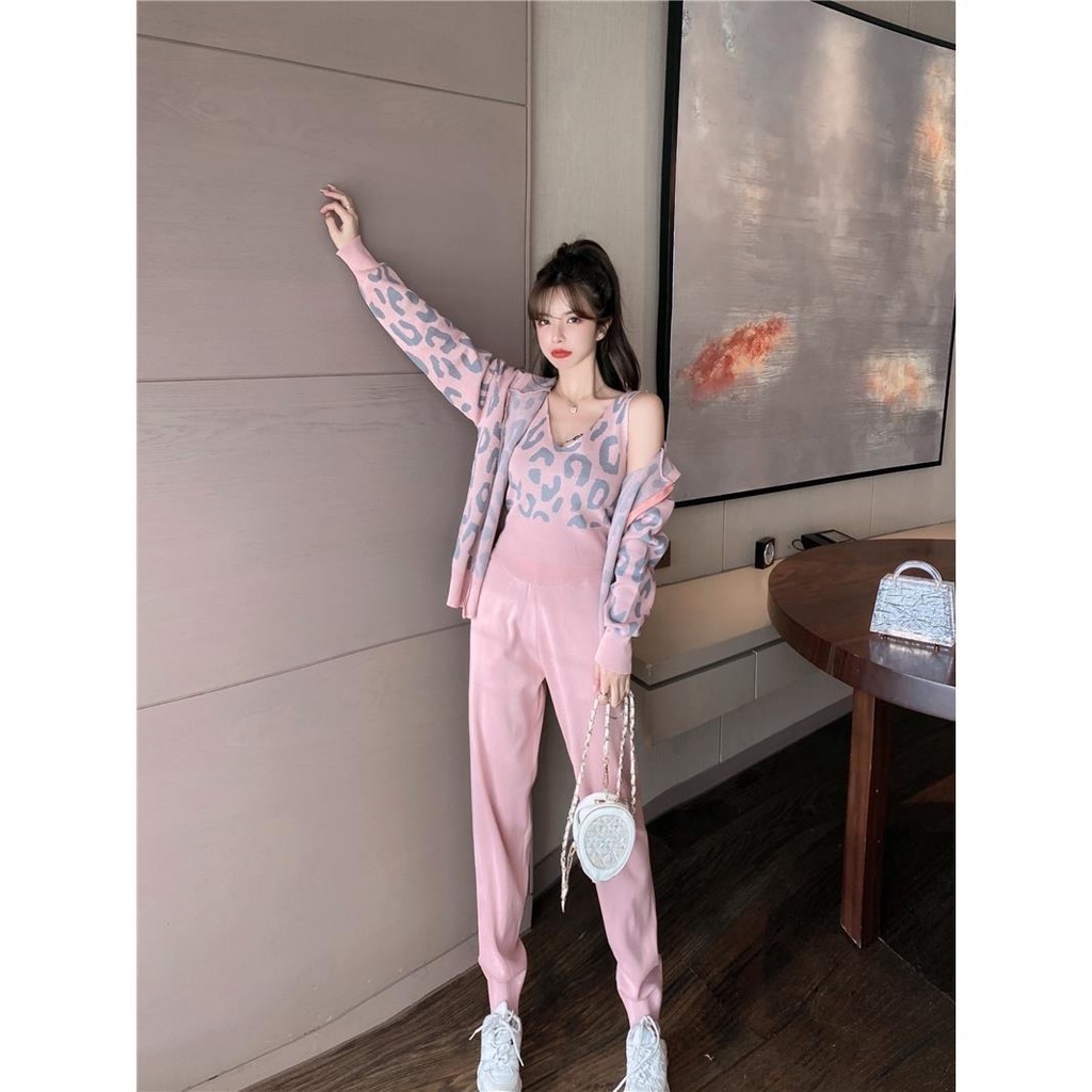Bộ Áo Khoác Cardigan + Quần Skinny Thời Trang Thu Đông 2022 Cho Nữ
