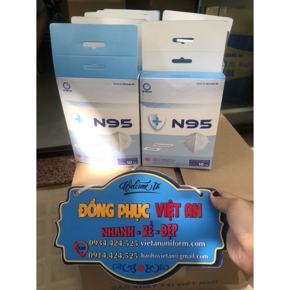 Khẩu trang n95 không  van cửu long (1hộp 10 cái)-MÀU  TRẮNG XÁM. | BigBuy360 - bigbuy360.vn