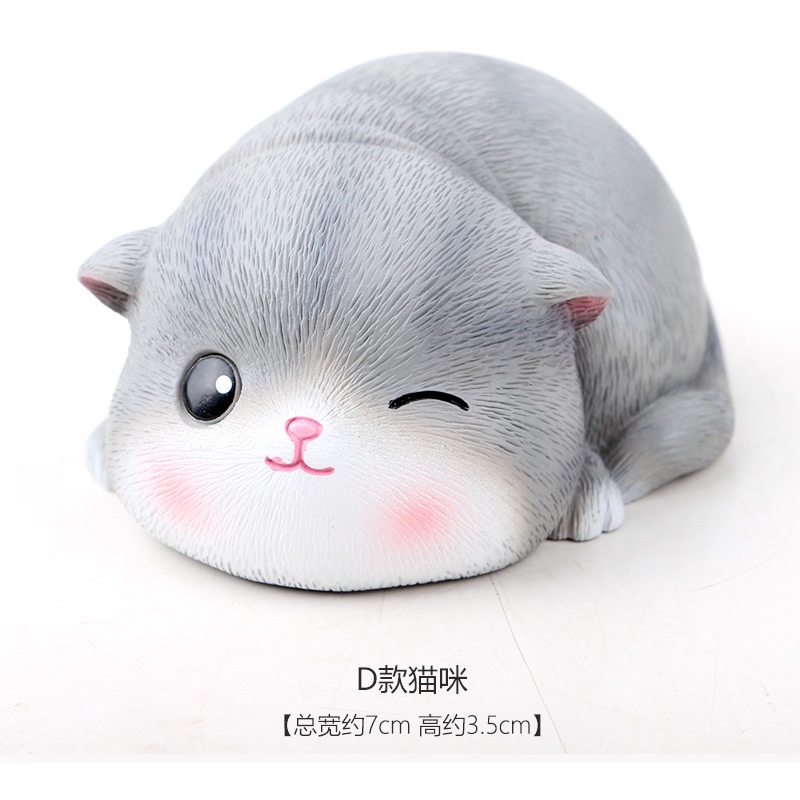 Set mô hình 5 mèo con SOUVENIRS, mô hình mèo mini để bàn màu xám full biểu cảm đáng yêu dễ thương cute