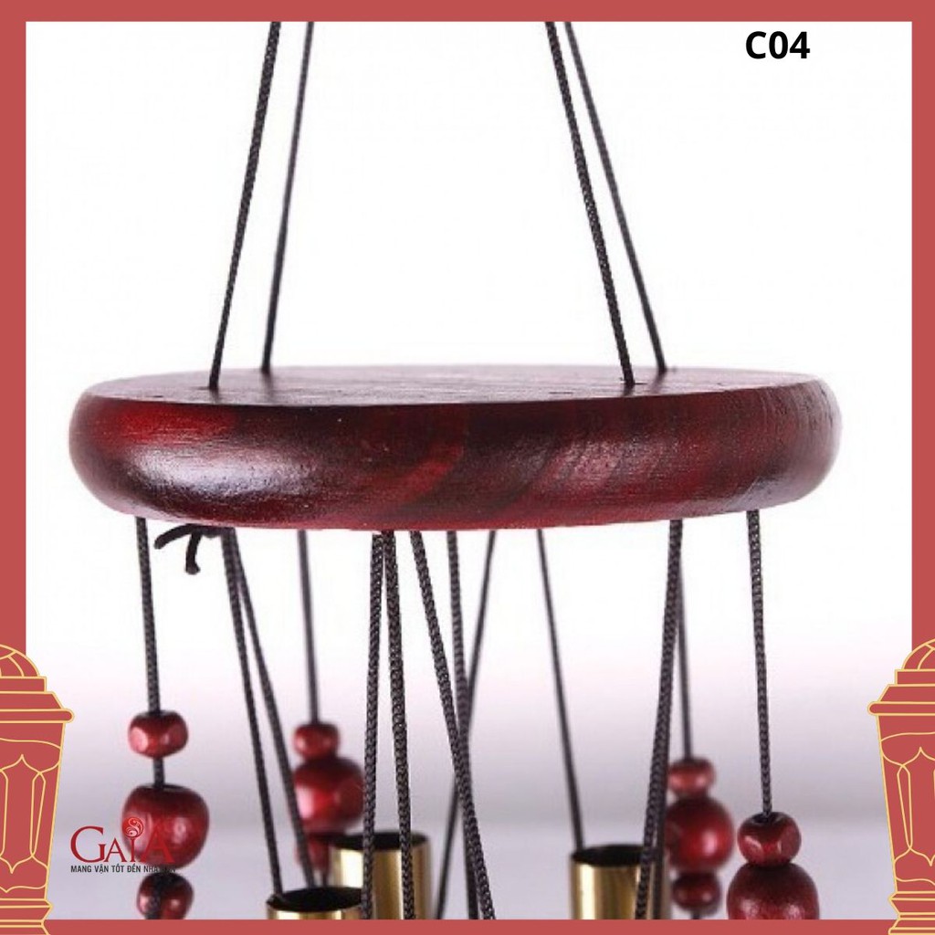 Chuông gió 4 thanh nhôm có dây hình chuông - C04