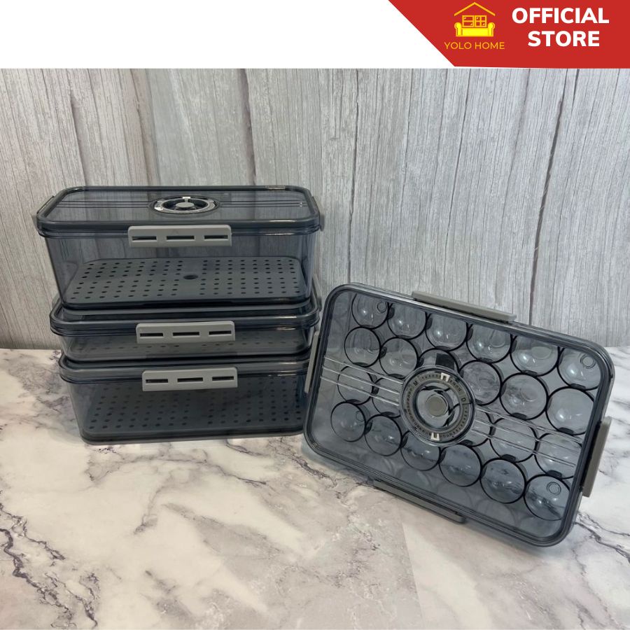 Hộp Đựng Thức Ăn Trong Tủ Lạnh, Khay Đựng Thực Phẩm Trong Suốt YOLOHOME Có Bộ Đếm Thời Gian Tiện Lợi