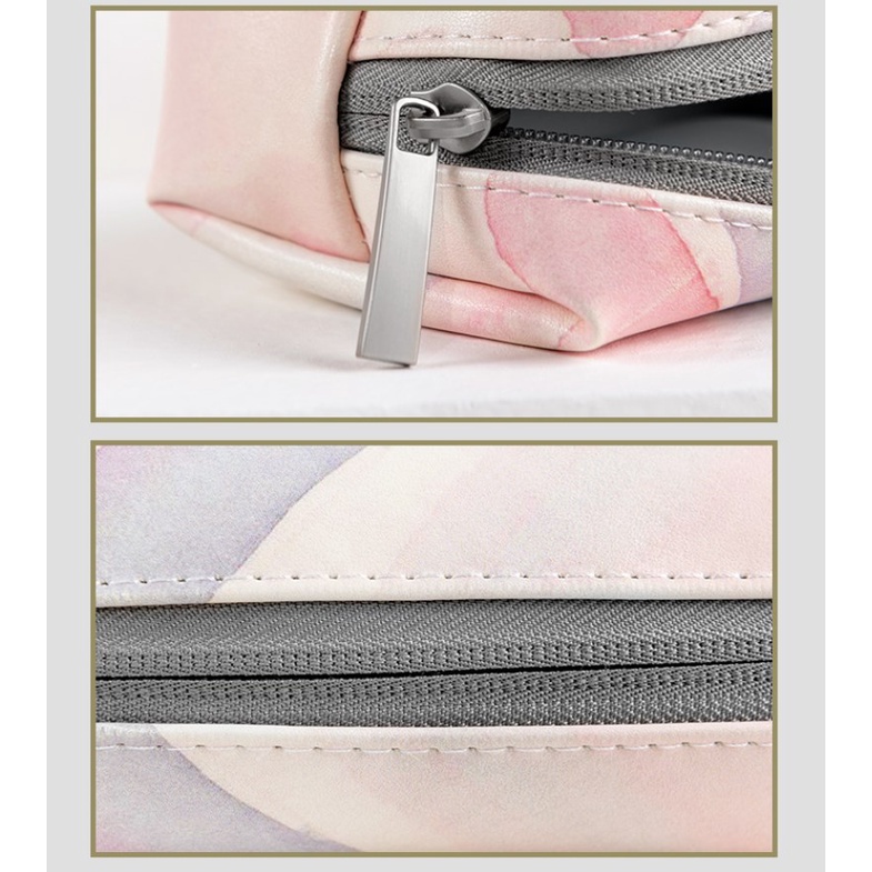 Solid Color Cosmetic Bag Waterproof PU Leather Travel Bag Handbag