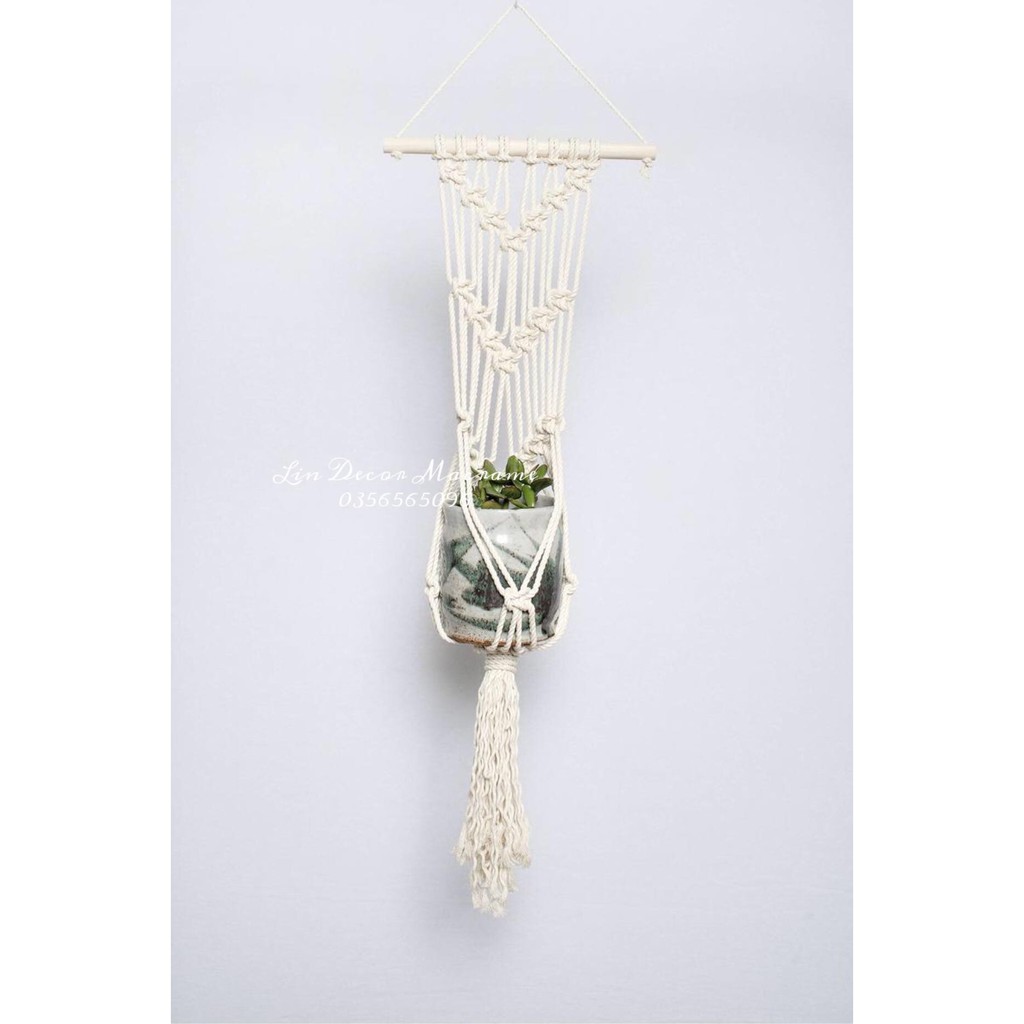 Macrame Treo Cây Trang Trí Nhà Cửa Size 20x65cm