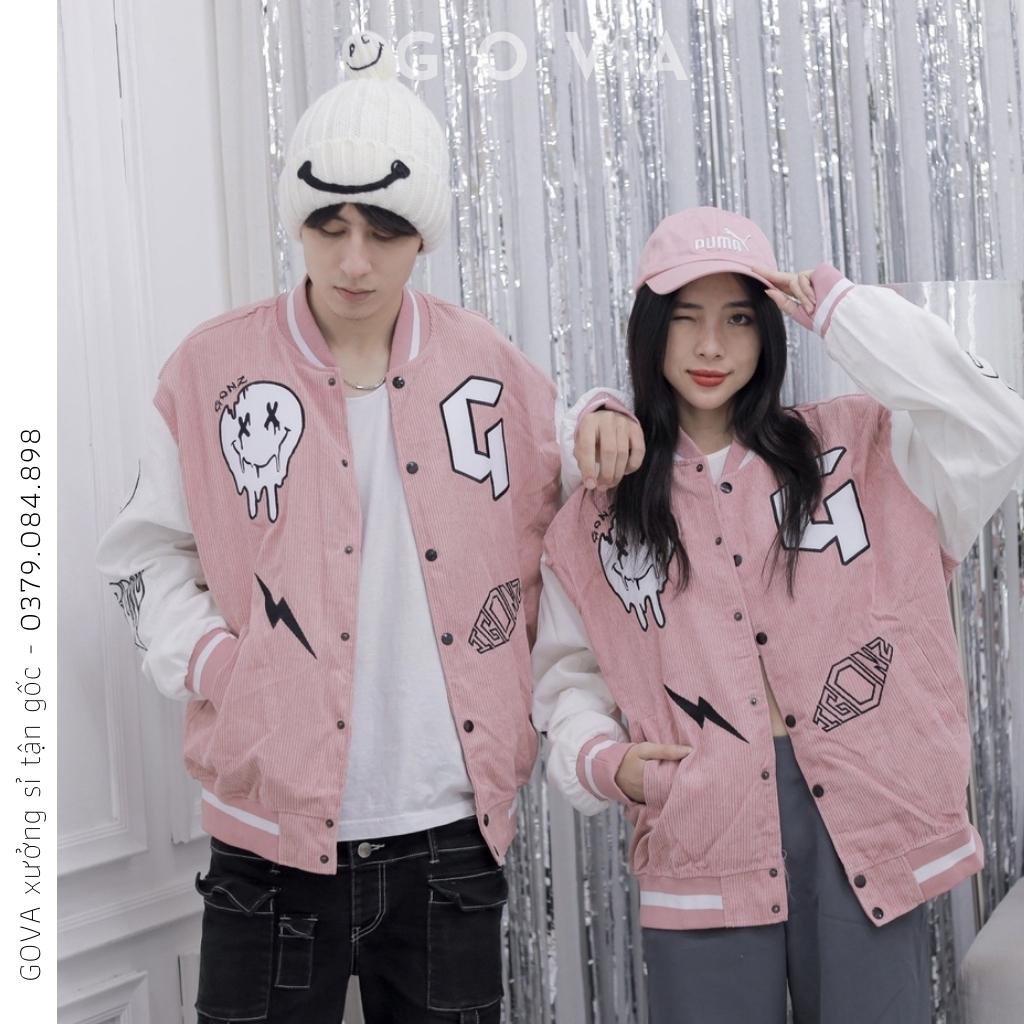 Áo Bomber Nhung Gân GONZ 1 lớp form rộng ulzzang, áo khoác Nhung nam nữ cực đẹp GOVA
